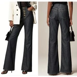 J. Crew High Rise ‘96 Flare Jeans 28 Dark Wash Button Front
